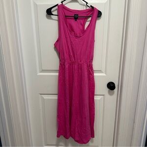 Gap Womens Fuchsia Cotton Casual Sleeveless Racerback Cutout Midi Dress Size L
